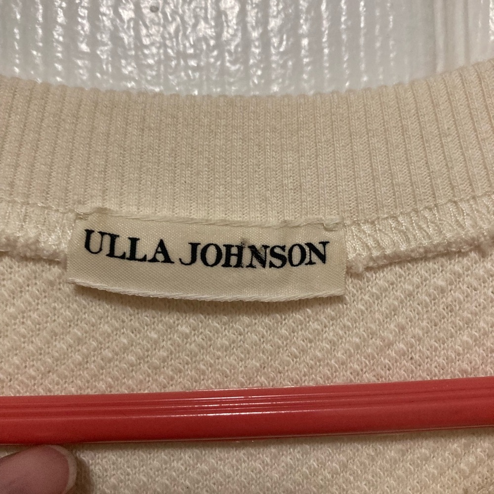 ***Ulla Johnson Ivory Zarina Tiered Fringe Detail Oversized Long Sleeve Top #R View 3